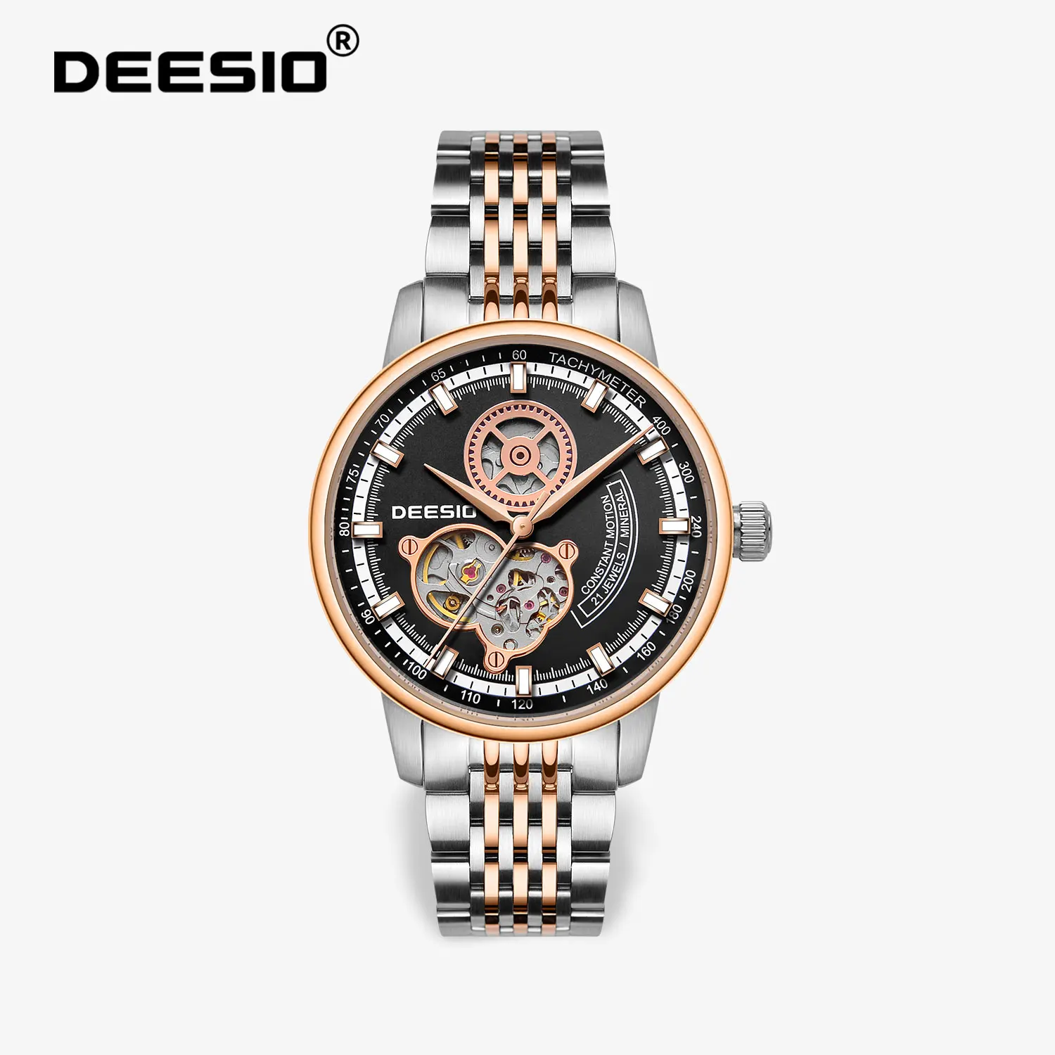 Deesio Herren-Armbanduhr, automatisch, mechanisch, 42 mm, dünn, 11,5 mm, 50 m wasserdicht, Saphirglas, 316L-Edelstahlarmband