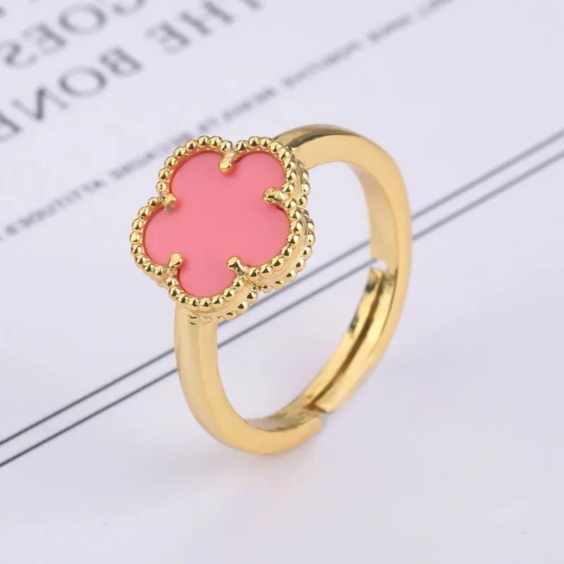 Minimalist Shell Natural Stone Plant Flower Rings,Adjustable Opening Rings For Women,Luxurious Temperament Trendy Party  Jewelry