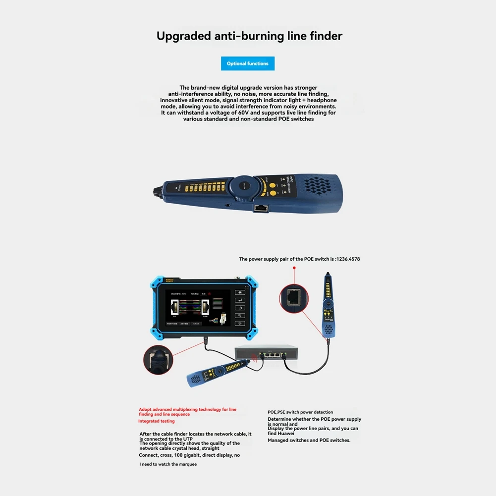 

A41Z-Network Cable With Electroscope For CCTV Tester Efficient Cable Tracing Tool For IPC-5200Plus IPC-9800Plus