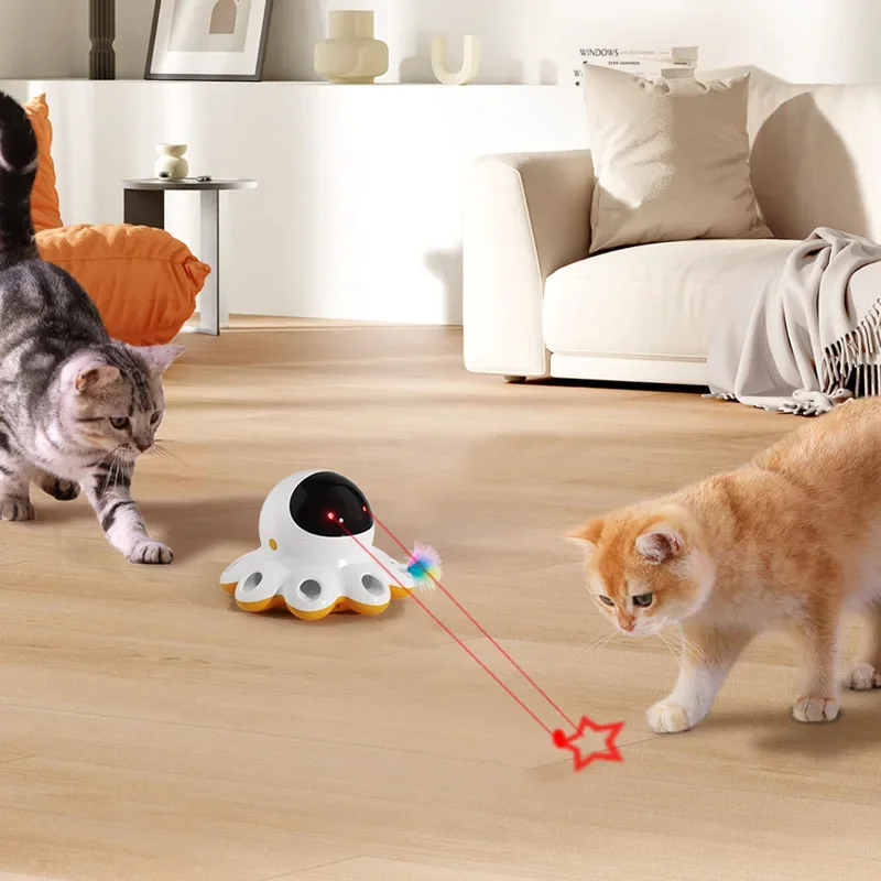 

Intelligent automatic rotating feather props, octopus shape to amuse cats