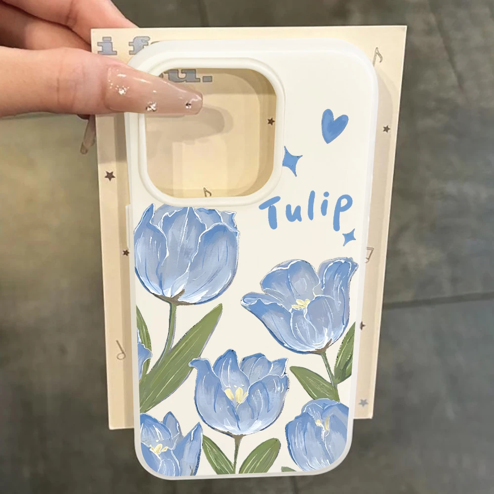 Für Samsung Galaxy S21 S26 S25 S24 S23 S22 Ultra Plus FE Hülle Blaue Tulpenblumen-Cover Für A37 A36 A54 A55 A56 Staubdichte Schutzhülle – Detail 4