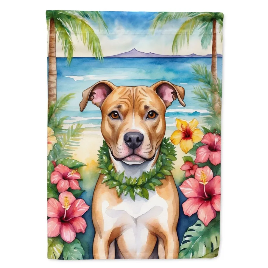 

Pit Bull Terrier Luau Garden Flag Mailbox Flag Drative Yard Flag Banner Outside Patio Artwork Yard Flower Beds Garden Size Mult