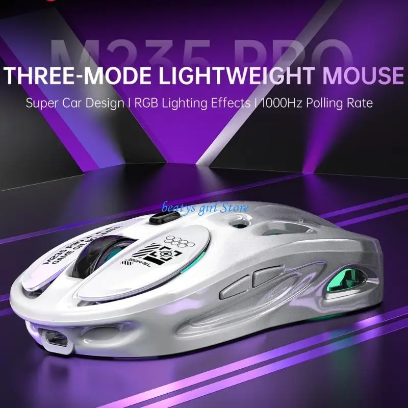 

C7AB RGBs Three Mode Gaming Mouse Wireless Cord 2.4G Bluetooth-compatible Adjustable DPI