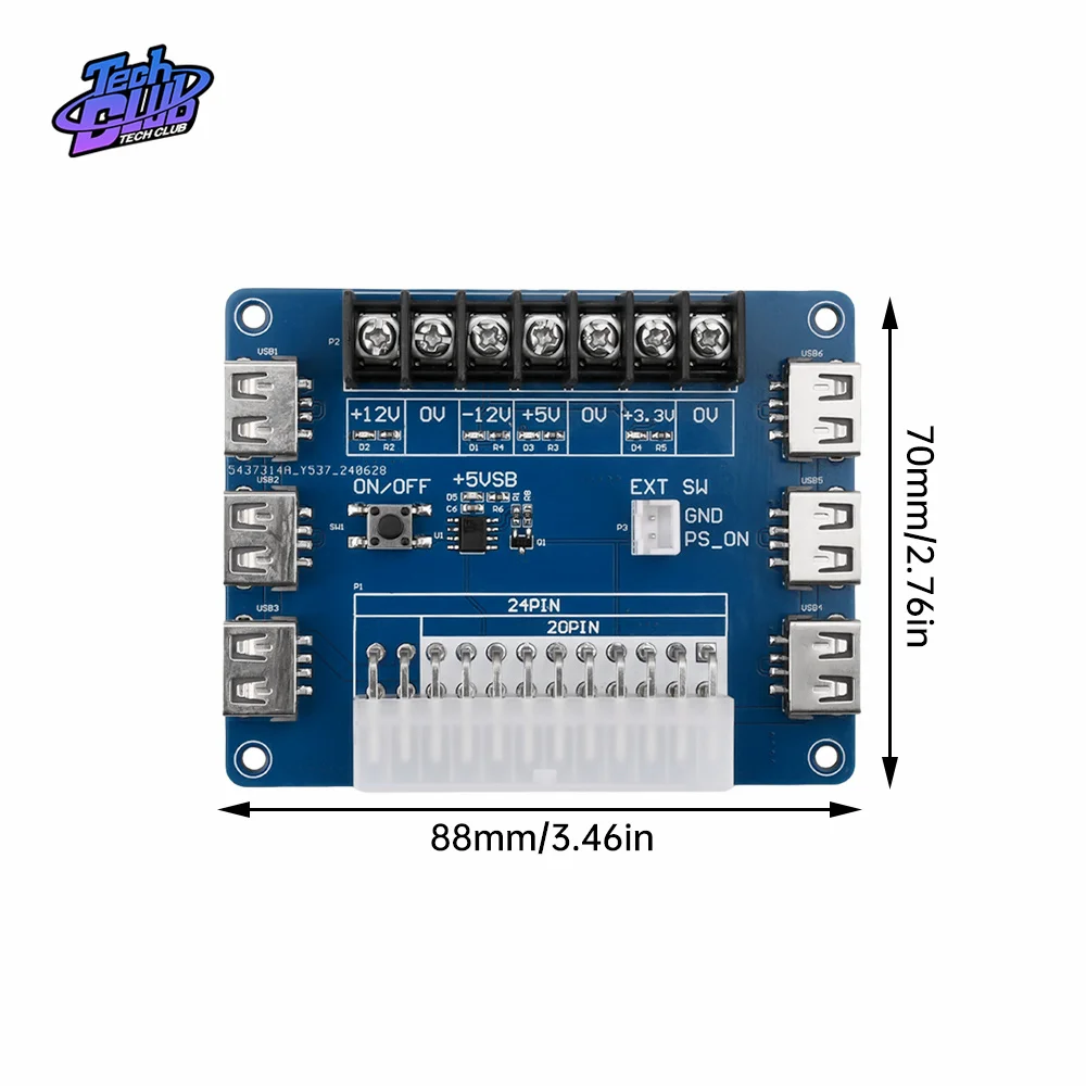 20/24-pinowy zasilacz ATX Breakout Board USB Charging Desktop Chassis Power Adapter Board