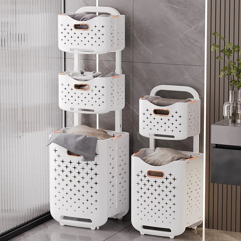 Foldable Dirty Clothes Basket Movable Storage Baskets Laundry Basket Clothes Storage Rack Storage Basket Bathroom Organizer