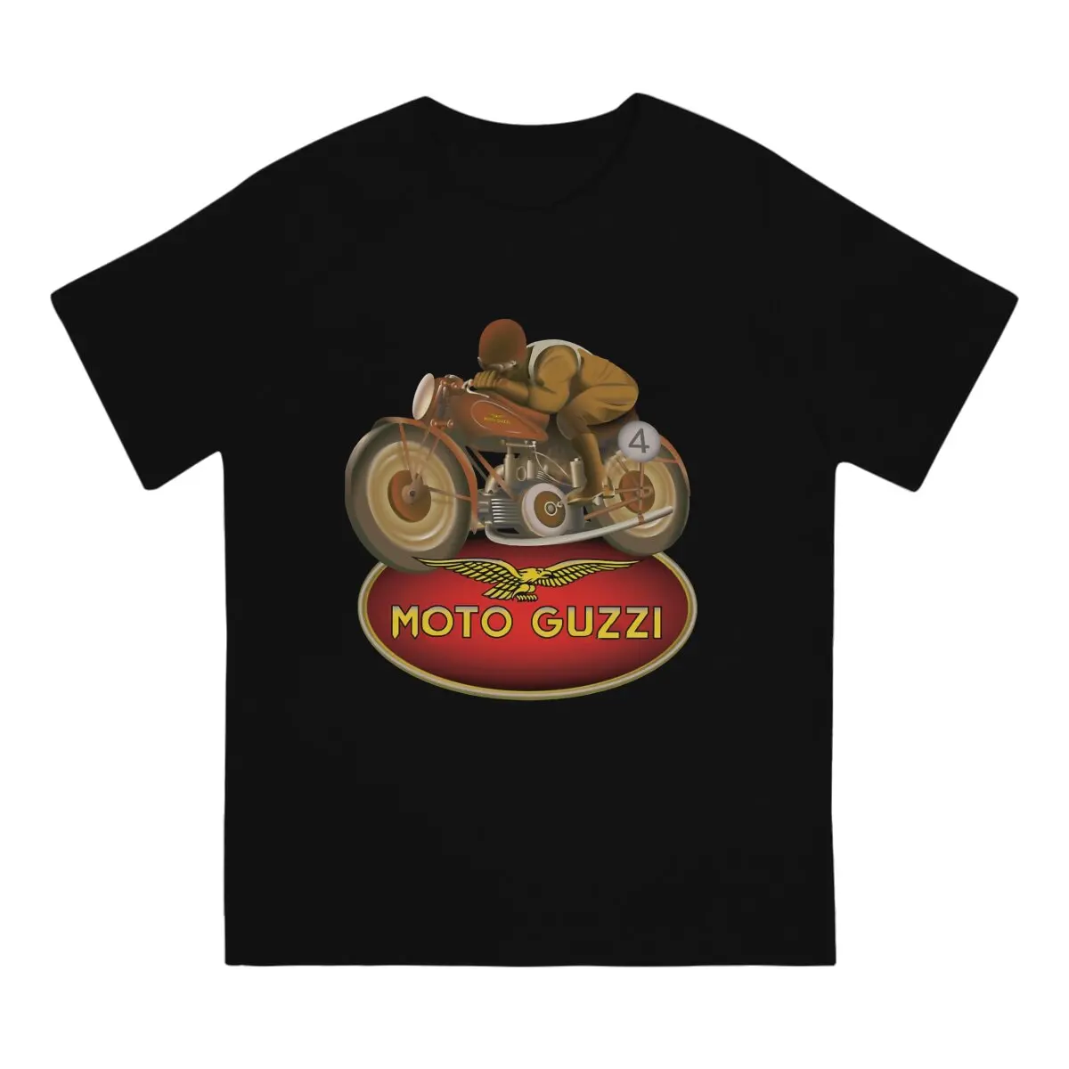 Moto Guzzi - Bruno Ruffo 1920 Men T Shirts Motorcycle Racing Vintage Tee Shirt Short Sleeve Crewneck T-Shirt  Graphic Clothes