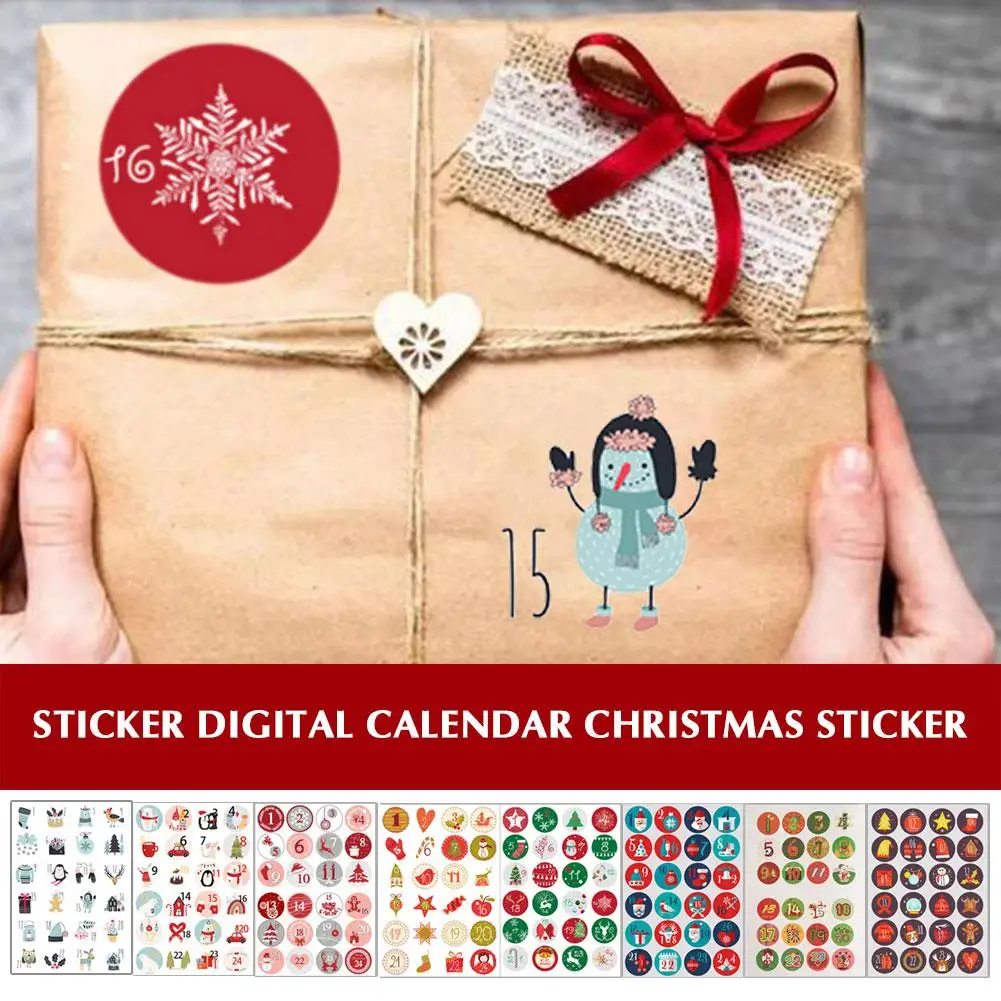 Merry Christmas Gift Stickers Advent Calendar Number Paper Tools Multi-function Labels Gift Decor Crafts Stickers Packaging R3d9