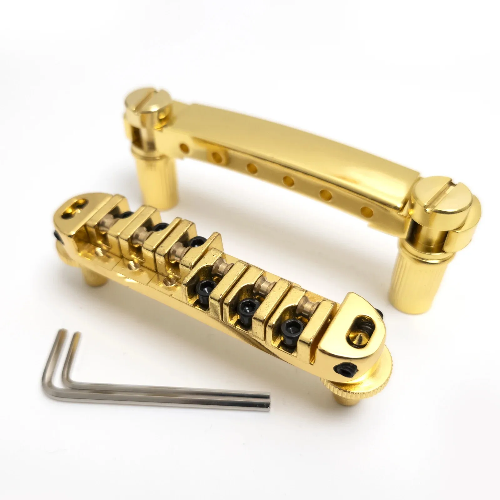 

1 Set Roller Guitar Bridge Locking Tune O Matic Bridge and Tailpiece Gold