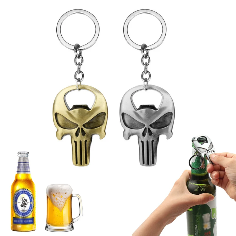 

Skull Beer Bottle Opener Keychain Practical Ornaments Pendant Zinc Alloy Openers Gifts Gold Silver Kitchen Tools Accessories