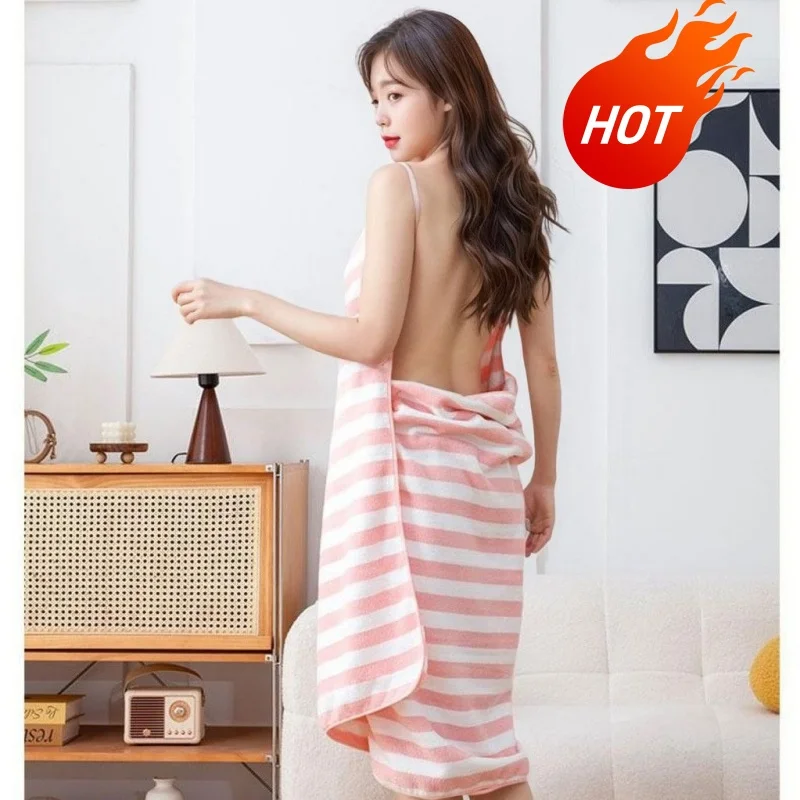 La toalla de baño y albornoz estilo falda con tirantes son suaves y pueden absorber agua rápidamente. Es una falda de albornoz que no cae
