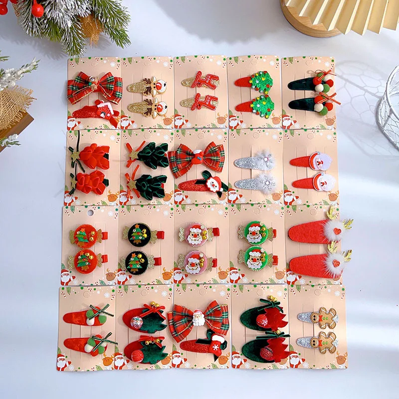 

Christmas Bow Hair Clip Xmas Sweet Girl Barrettes Santa Claus Snowman Christmas Tree Hairband Children Headwear Gifts Wholesale