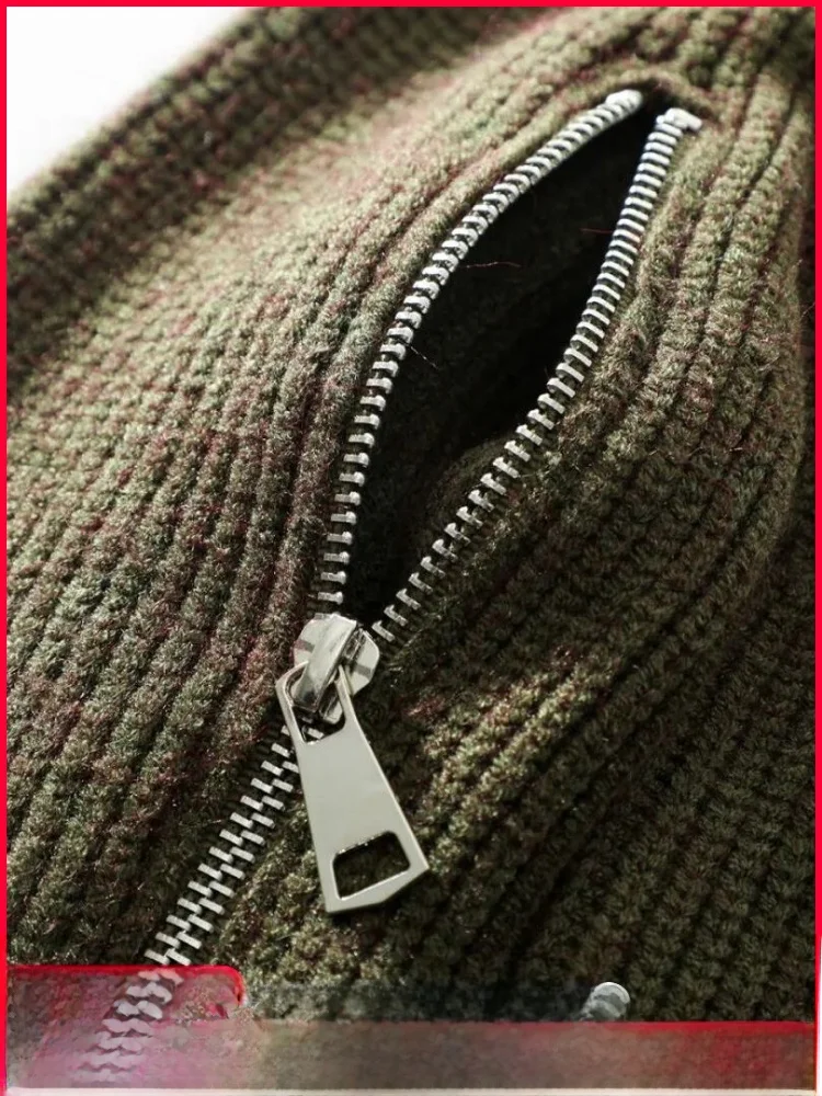 

High-End Japanese Sle Men's Knitwear Zip Sve Casual Vertical Stripe Thi Needle round Ne Sweater Autumn Winter Street...