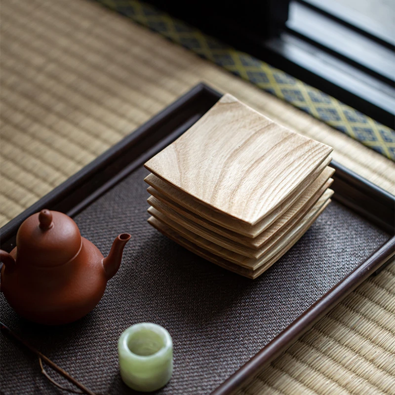 Solid wood coaster, Japanese-style log wabi-sabi wind coaster, heat insulation pad, anti-scalding tea pad, tea set storage pad