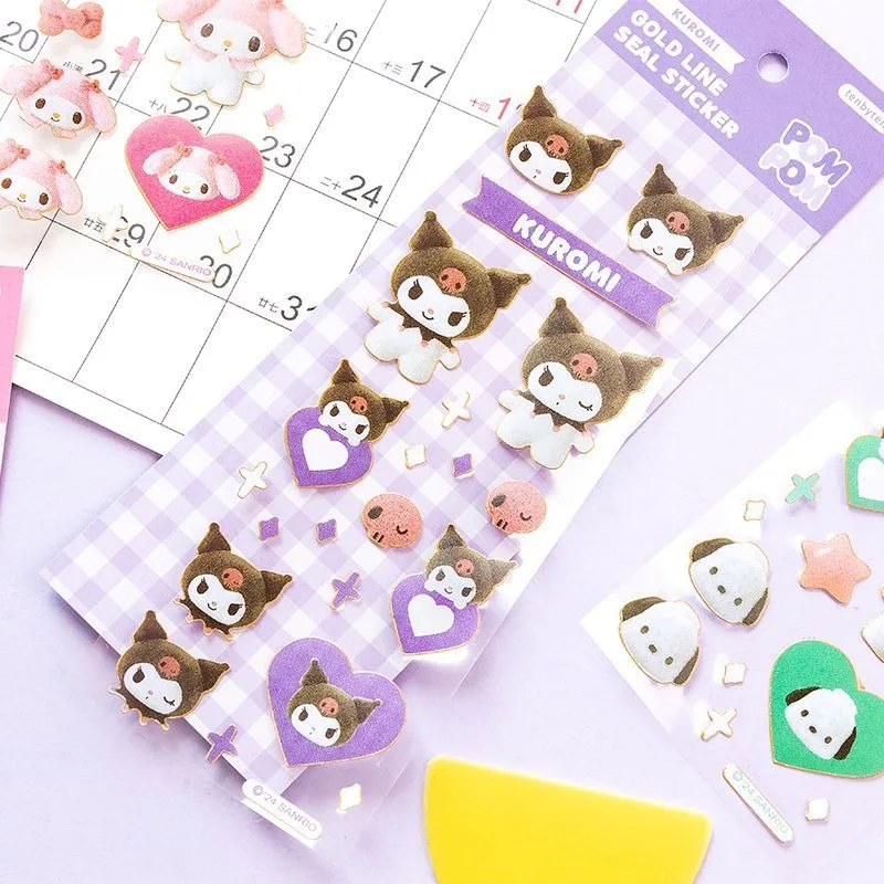 

Nouveau Sanrio Gold Edge Cartoon Hello Kitty Kuromi My Melody Laptop Phone Case Guitar Decoration Cute Kids Stickers