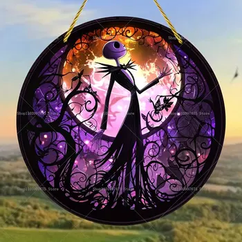 Noční můra před Vánoci Jack Skellington Sun Catcher 2D plochá akrylová závěsná cedule na Halloween, domácí zahradní dekorace na zeď 8 nejlepší prodej noční můra před Vánoci vánoční dekorace - №7