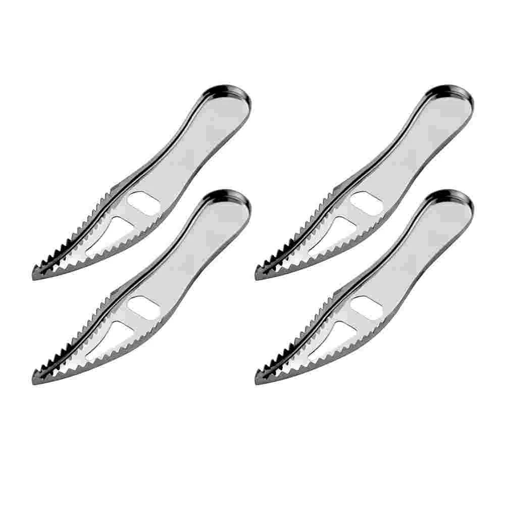 

4 Pcs Fish Scale Planer Useful Bottle Opener Skin Cleaner Peeler Scaler Removing Tool Stainless Steel Remover