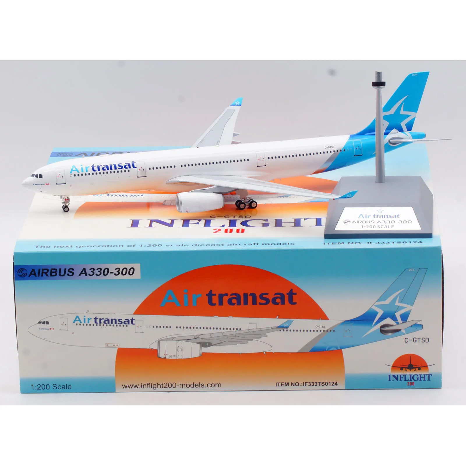 IF333TS0124 Alloy Collectible Plane Gift INFLIGHT 1:200 AIR TRANSAT Airbus A330-300 Diecast Aircraft Jet Model C-GTSD With Stand