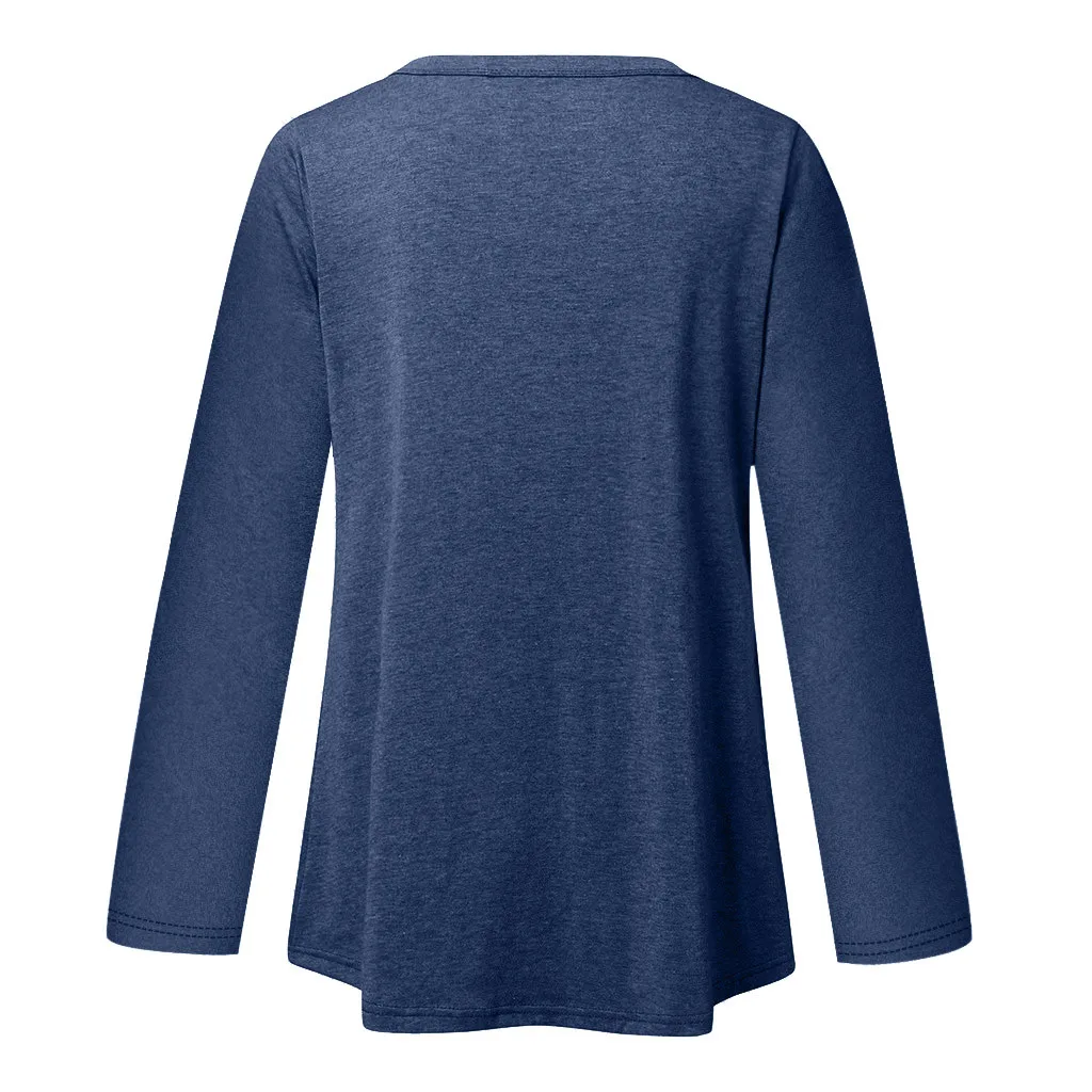 Fashion Women\'s Casual Print Long Sleeves T-Shirt Tunic Blouse Tops