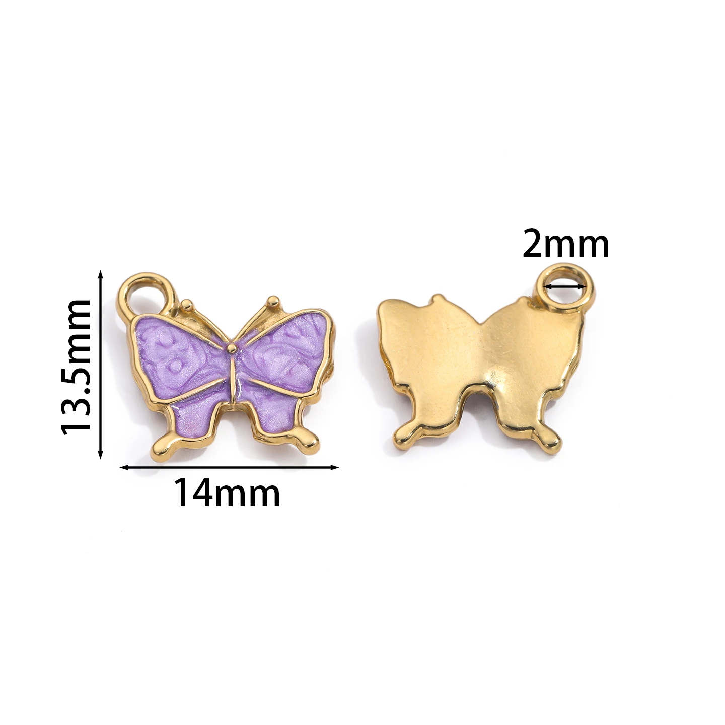 5Pcs  13.5*14mm 304 Stainless Steel Butterfly Shape Charms Pendants for DIY Bracelet Necklace Jewelry Making Accessories