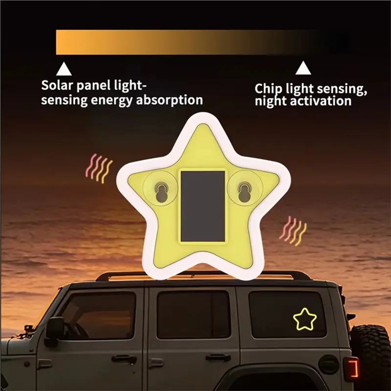 A30P-Car Solar Decorative Light Star-Shaped Window-Corner Light Lights,Triangular Windows, Rear Windows, Cloud Car Atmosphere Li