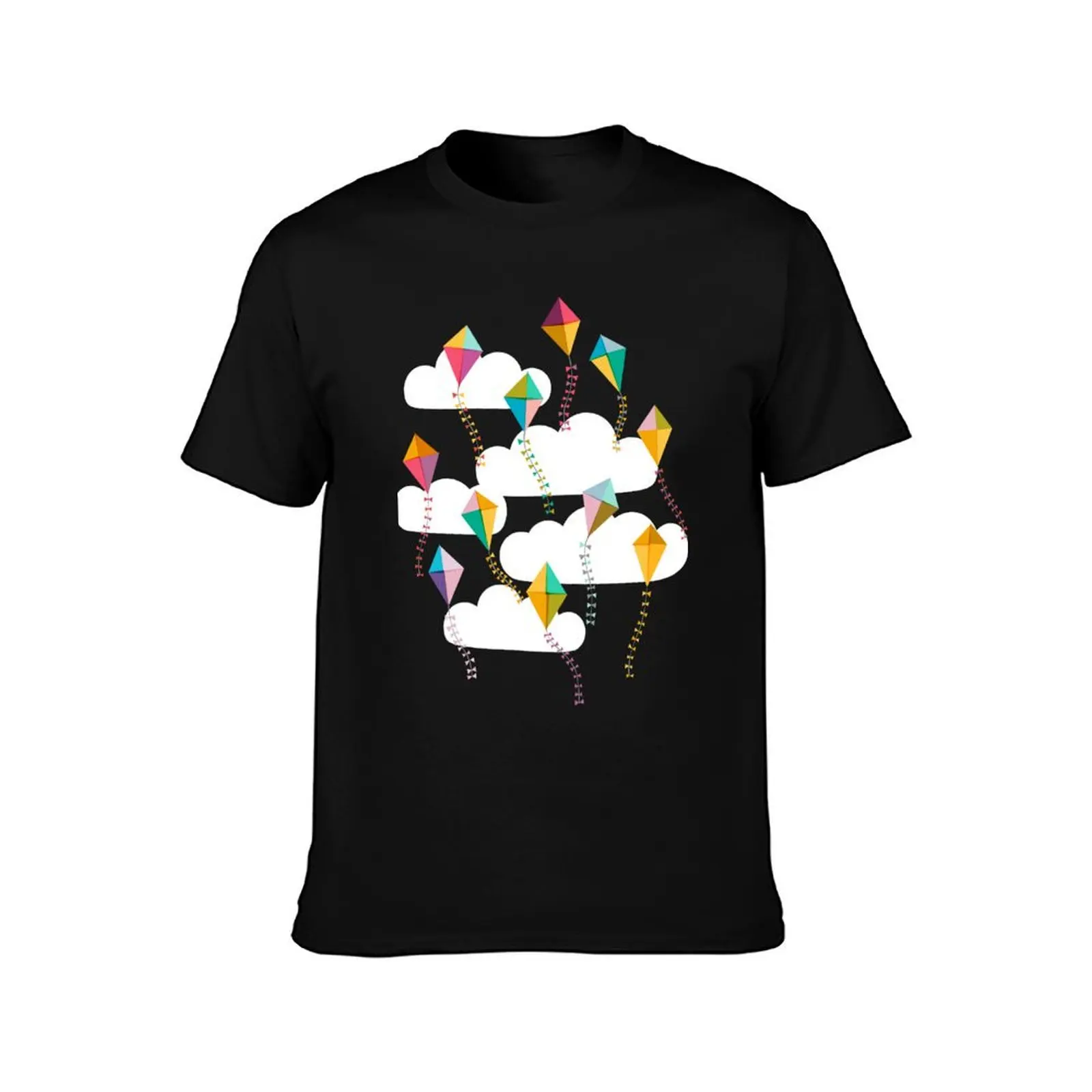 Flying Kites {Sky} Blue Sky and Clouds T-Shirt plain new edition men workout shirt image 2