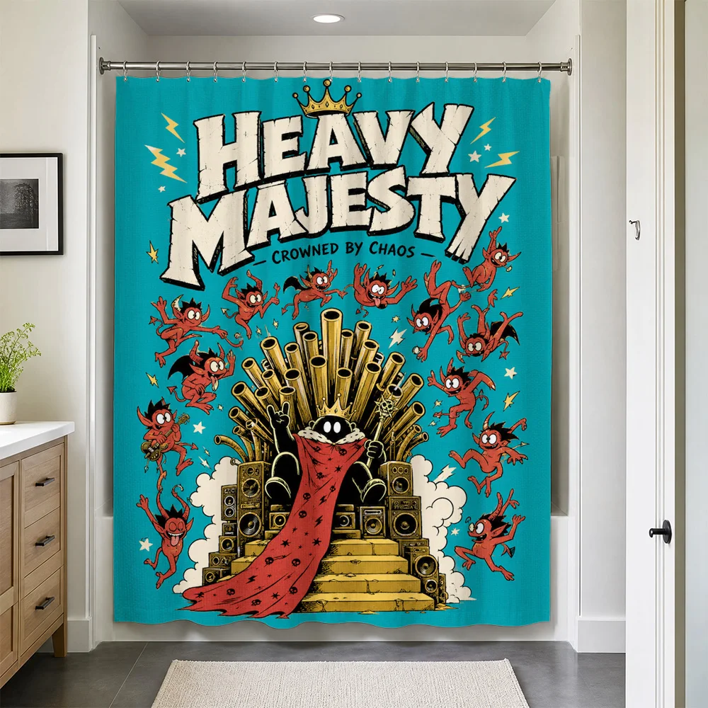 Novelty Heavy Majesty Shower Curtain Waterproof Bathroom Tapestry Comic Decor for Fun Style Home Bathroom Accessories