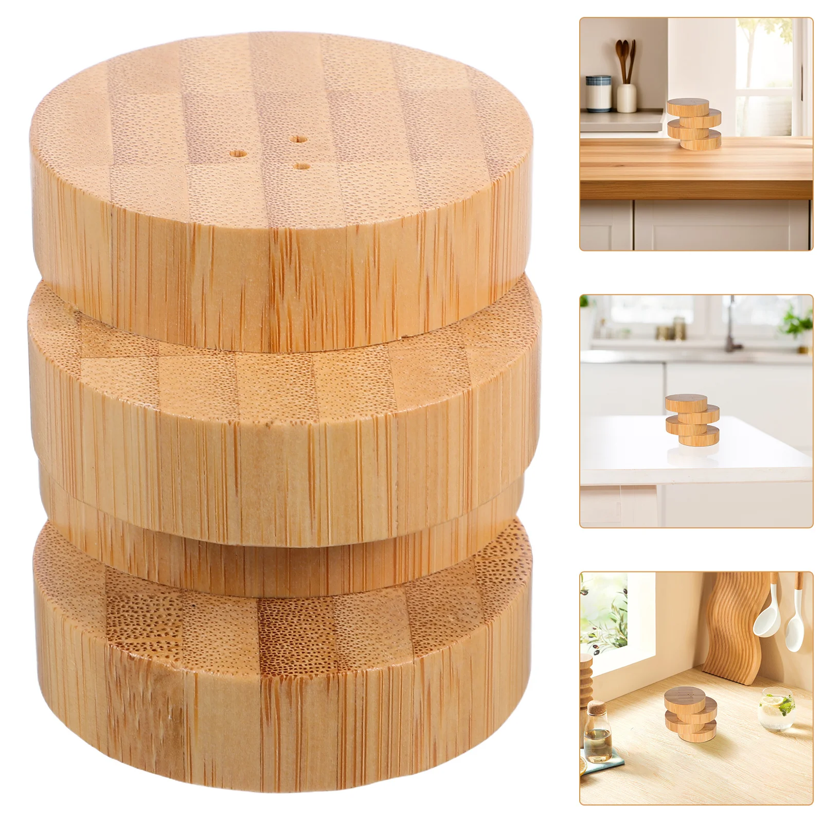 

Bamboo Round Seasoning Jars Four Layer Spice Holder Kitchen Tabletop Condiment Organizer Creative Storage Container