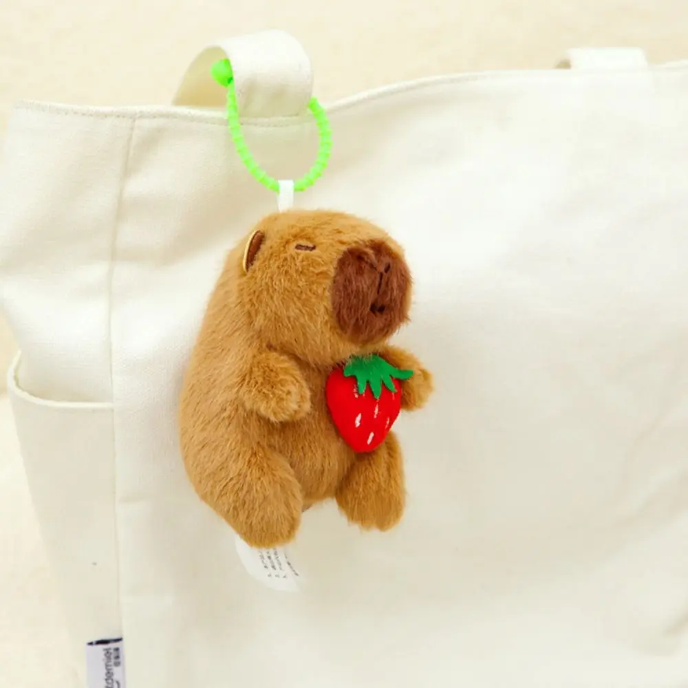 Niedlicher Plüsch-Capybara-Schlüsselanhänger, Cartoon-weiche, flauschige Tierpuppe, Kuscheltiere, Taschenanhänger, Kinderspielzeug