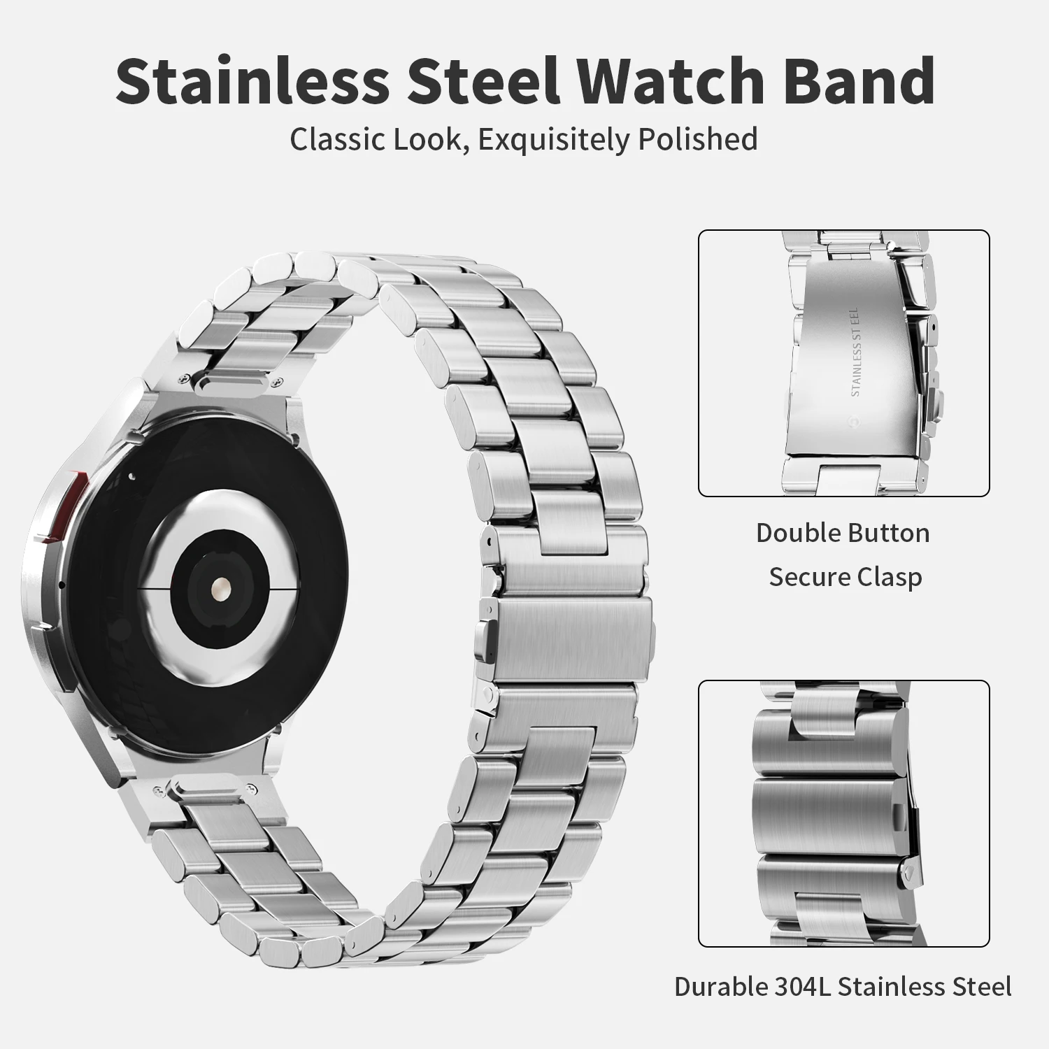 No Gaps Quick Fit Stainless Steel Strap For Samsung Galaxy Watch 6 5 4 Classic 43mm 47mm 40mm 44mm 42mm 46mm 5Pro 45mm Watchband