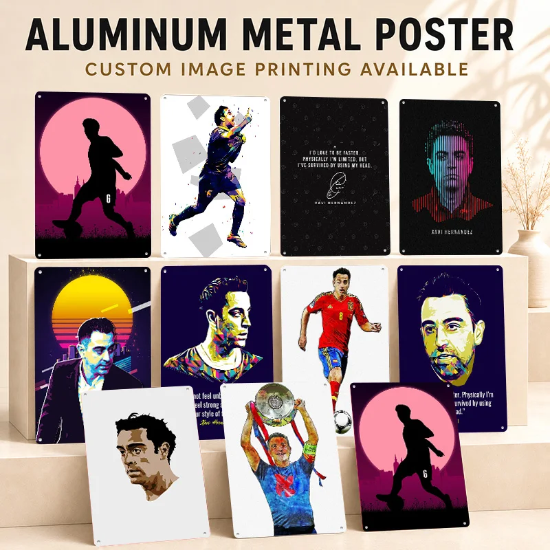 Xavi Hernandez Printed Posters Personalized Metal Sign Sporting Legacy Design Wall Art For Game Room Bedroom And Football Fans