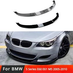 Front Bumper Spoiler Lip Carbon Fiber Look/Gloss Black Lower Splitter Body Kit Protector For BMW 5 Series E60 E61 M5 2005-2010