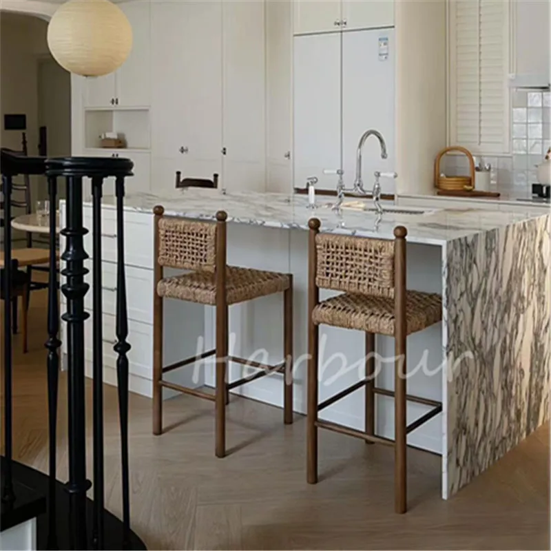 

Retro High Lounge Bar Chair Minimalistic Coffee Shop Home Dinning Bar Stools Designer Wood Taburete Alto Salon Furniture