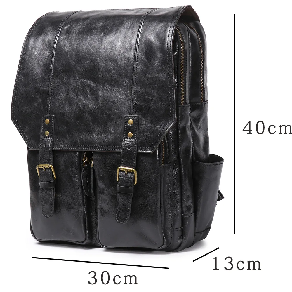 Leather backpack outdoor travel backpack top layer cowhide computer bag retro men\'s backpack