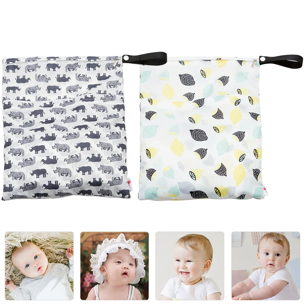 

2 PCS Diaper Bag Wet Dry Nappy Pouch Organizer Bags for Purse Storage Printed Polyester Nursery