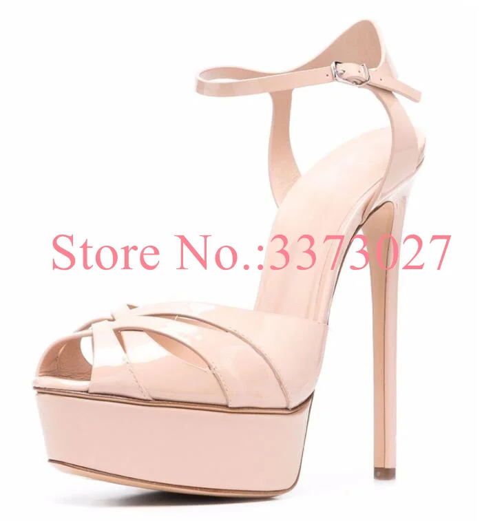 New Nude Black Color Woman Super High Heel Platform Sandals Fashion Lady Peep Toe Pink White Large Size High Heels