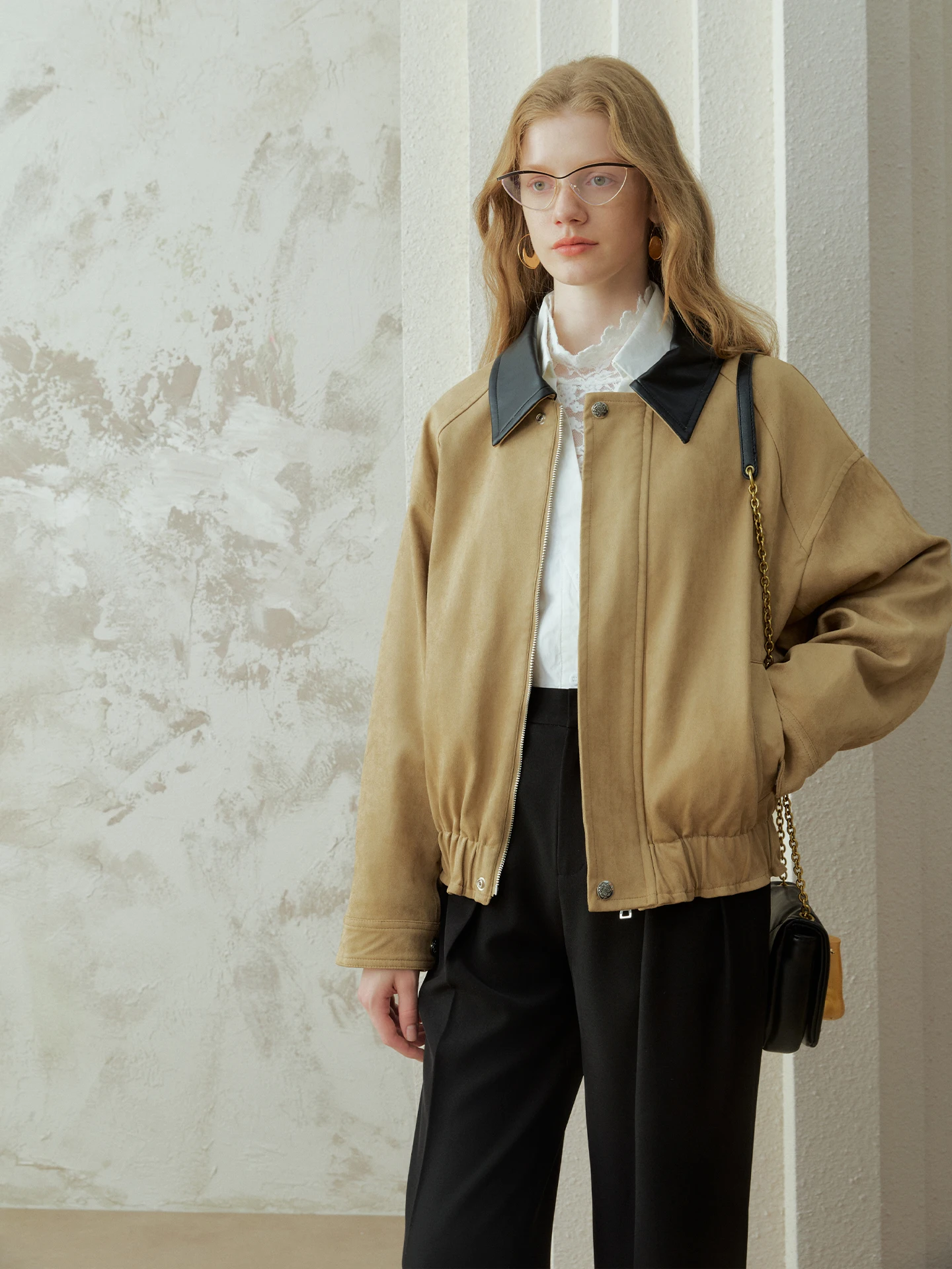 

Женская повседневная куртка Oz в стиле ретро с цветными вставками, свободного кроя, с отложным воротником, в двух цветах, осенняя коллекция