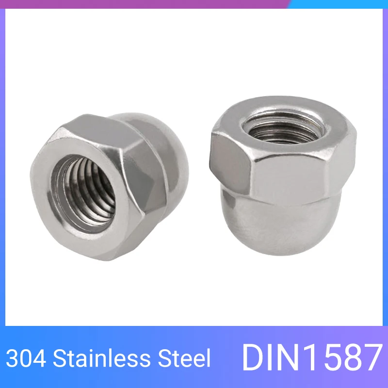 2-20pcs M3 M4 M5 M6 M8 M10 M12 304 Stainless Steel Hex Cap Nut Domed Nuts Hexagon Decorative Semicircle Cap Cover Nut