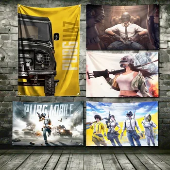 인기 게임 PUBG 플래그 폴리에스터 디지털 인쇄 배너, 차고 벽 아트 아웃 문짝 장식, 60x90cm 