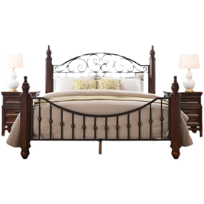 

Wrought iron double bed American country master bedroom bed frame pastoral retro