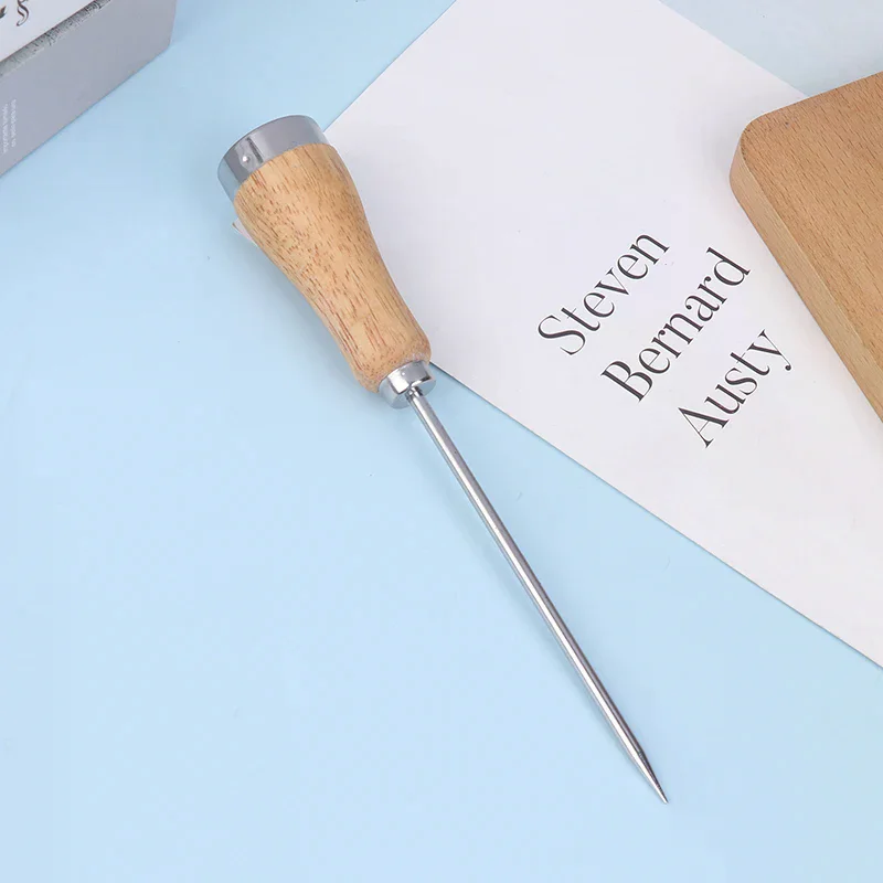 Ice Pick Ice Icing Breaker Wooden Handle Stainless Steel Ice Pick Punch Crusher Cocktail Stick Fruit Bar Kitchen Tool