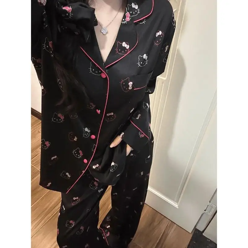 

2 шт. Sanrios Kawaii пижамы Hello Kitty мультфильм брюки с длинными рукавами домашняя одежда удобные дышащие свободные элитные подарки