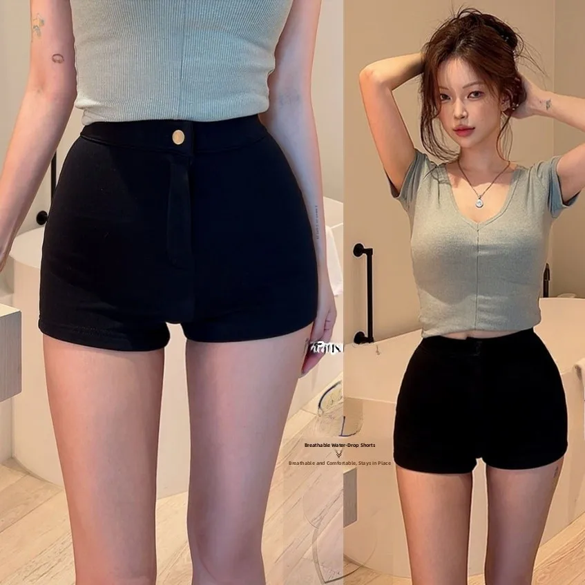 

Hot ort Pants Women's High Waist Cotton Stretch Denim Pure Color Breathable Versatile Sexy Butt Enhancing Outdoor Wearable