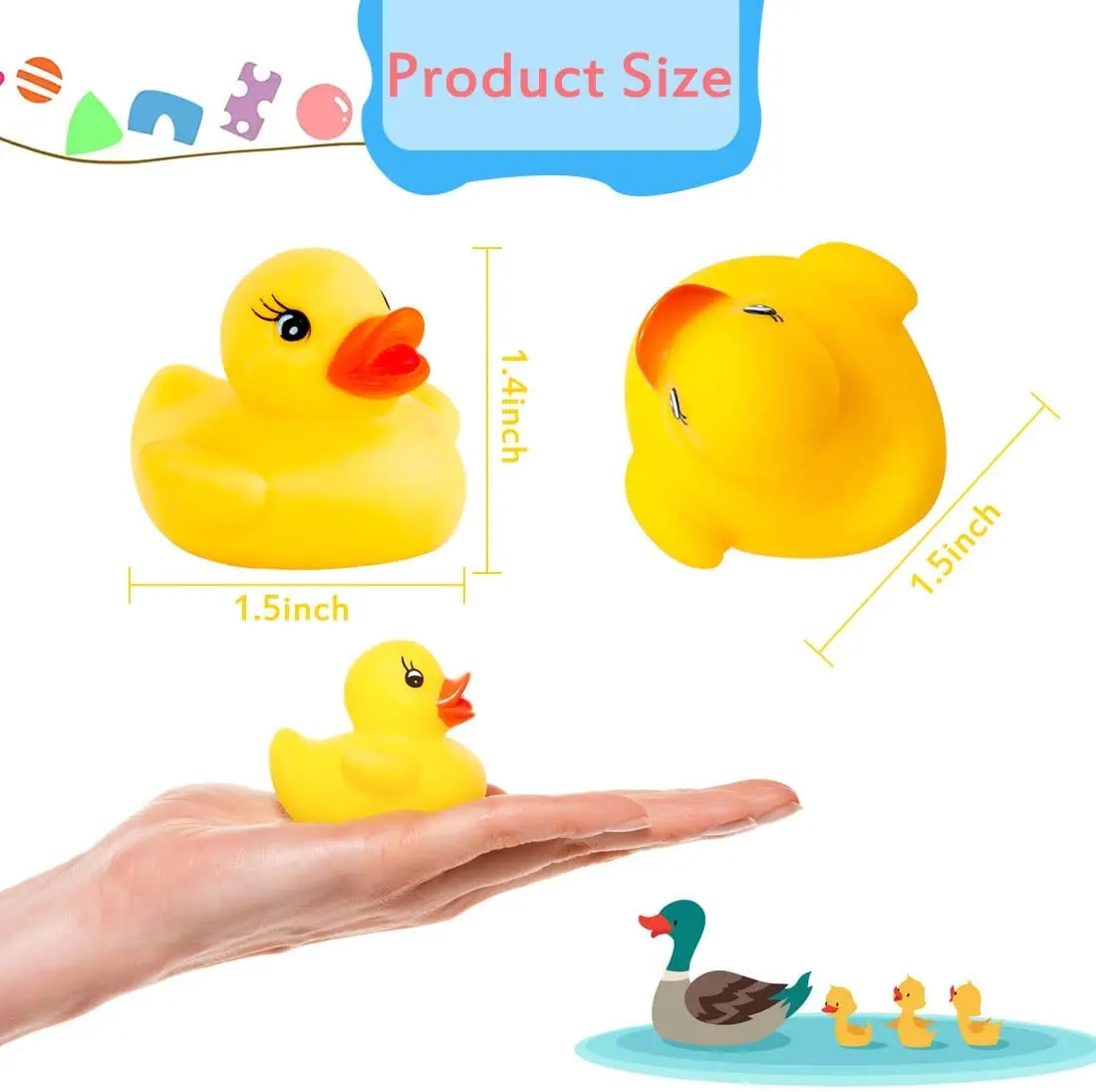 Patos De Borracha Amarela Com Squeeze Sound, Decoração De Festa De Aniversário, Presente De Sala De Aula, Atividade De Piscina De Praia De Verão, Jogo De Carnaval, 50 Pcs