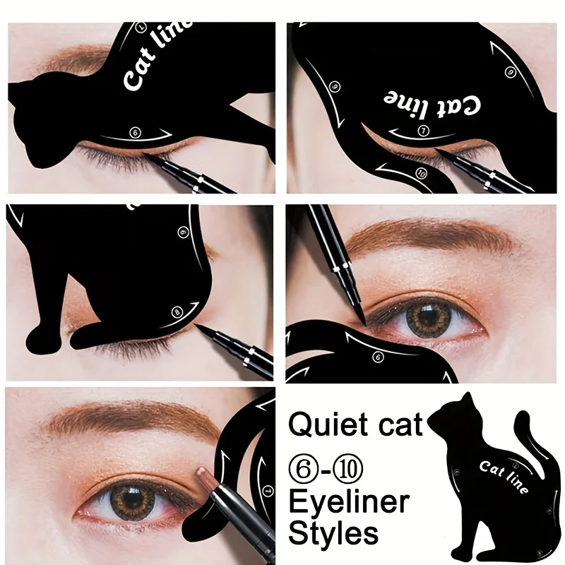 Cat Line-stencils Oogsjabloon Shaper Model Gemakkelijk op te maken Eyeliner-kaart voor oogmake-uphulpmiddelen