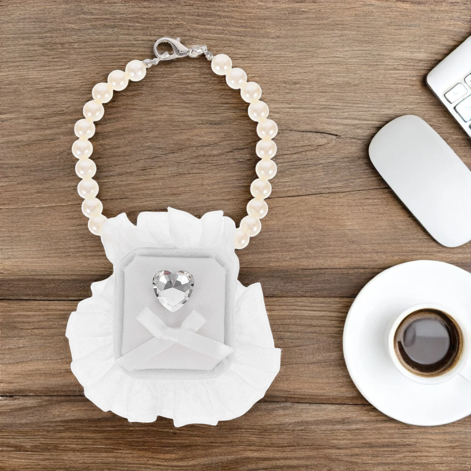 

Pet Wedding Ring Box Holder Dog Necklace Engagement Storage Case Polyester Collar Unique Accessories Romantic Proposal