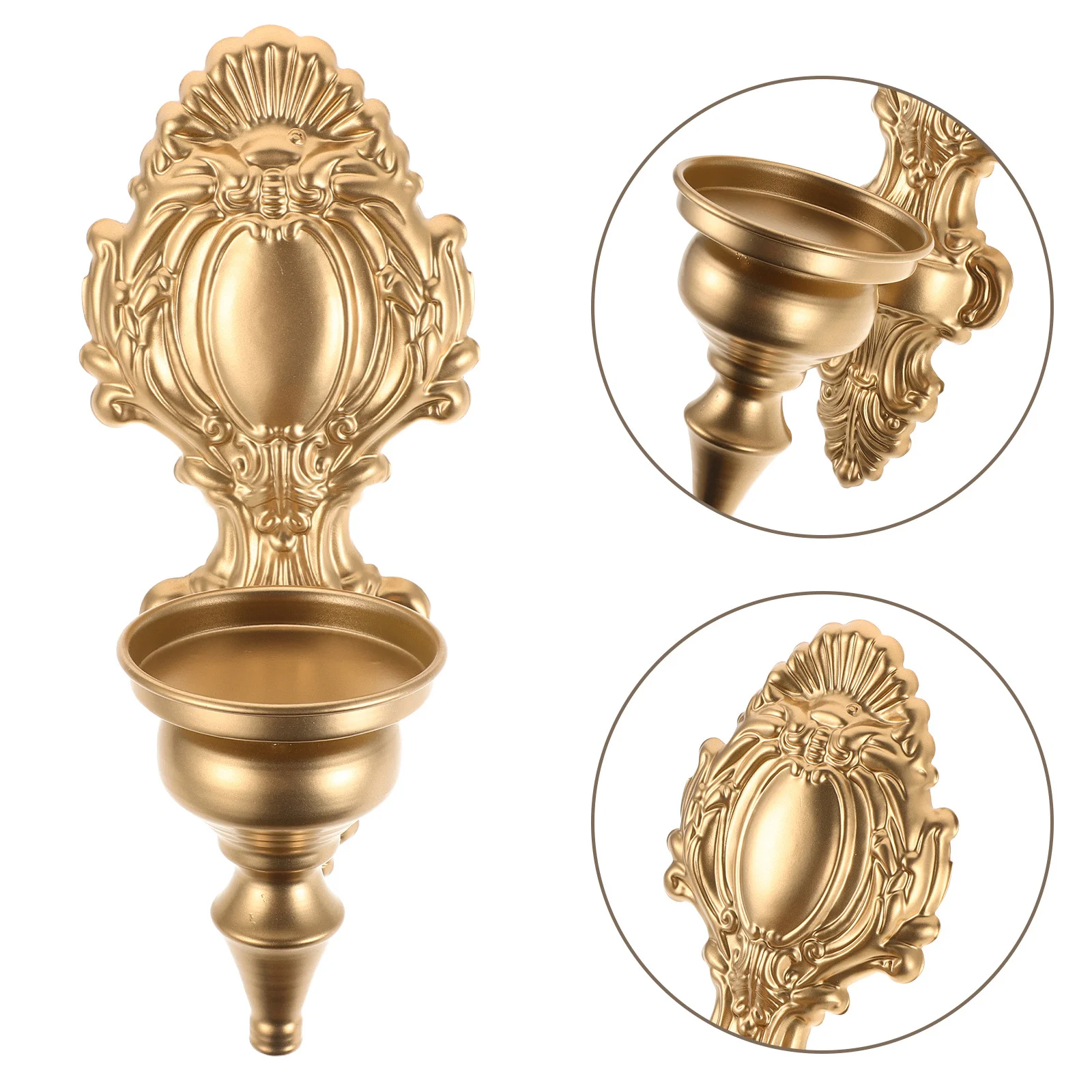 

Iron Wall-Mounted Candlestick Holders - Vintage Golden Sconce with Ornate Frame for Farmhouse Hotel Restaurant Decor,