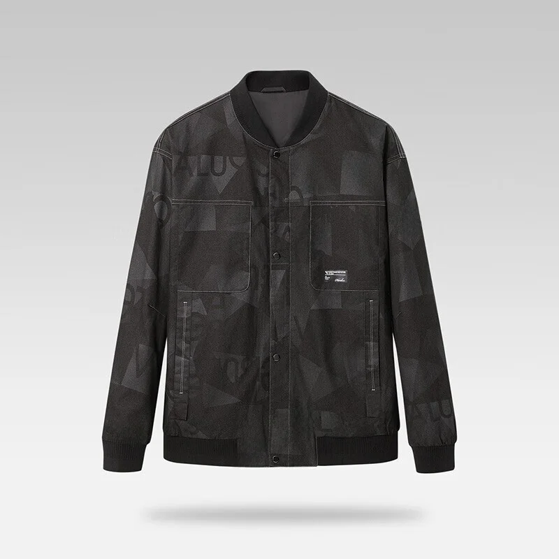 

Men's Spring 2025 Faionable Stand Fit Baseball Collar Jaet Quali Print Sli Quali Baseball Collar Coat