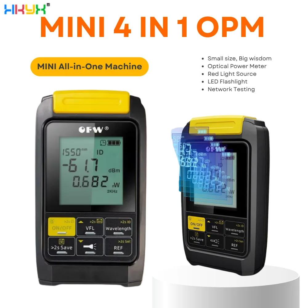 OFW Mini 4 In 1 Multifunction Optical Power Meter Visual Fault Locator Network Cable Test Optic Fiber Tester OPM 1/20Mw/30Mw VFL