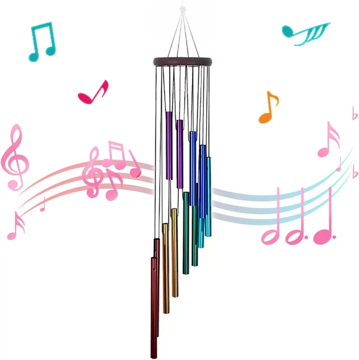 

Садовые украшения, колокольчики, разноцветные колокольчики с 12-трубками, подвесные колокольчики для дома, двора, сада, использования в помещении и на открытом воздухе