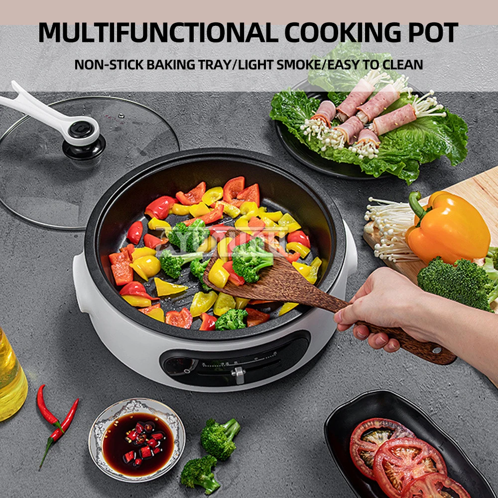 

4L Multifunction Electric Hot Pot Split Type Cooker Food Steamer Portable Cooking Machine